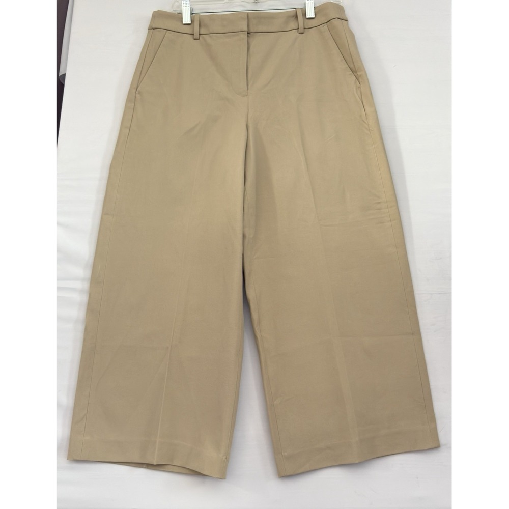 J.Crew Remy Wide-leg Cropped Pants Tan High-Rise Stretch Zip Fly Pockets 12P NwT